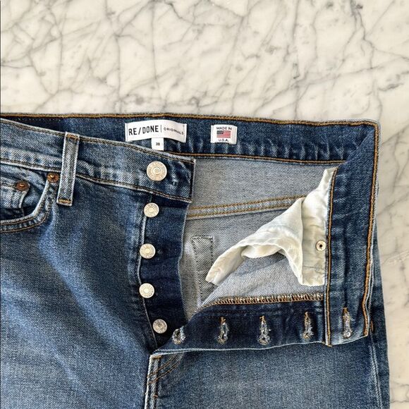 Re/done Womens Straight Denim Jeans Sz 29/30 Button Fly - Picture 2 of 8